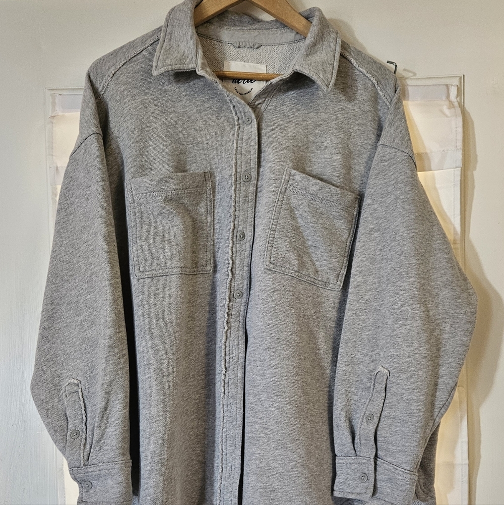 Aerie Knit Jacket Cardigan Womens Medium Heather Gray